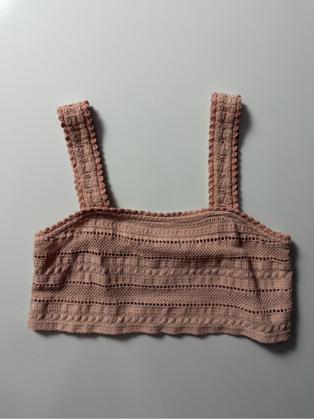 Aerie Cropped Crochet Tank Top, Pink, Size L